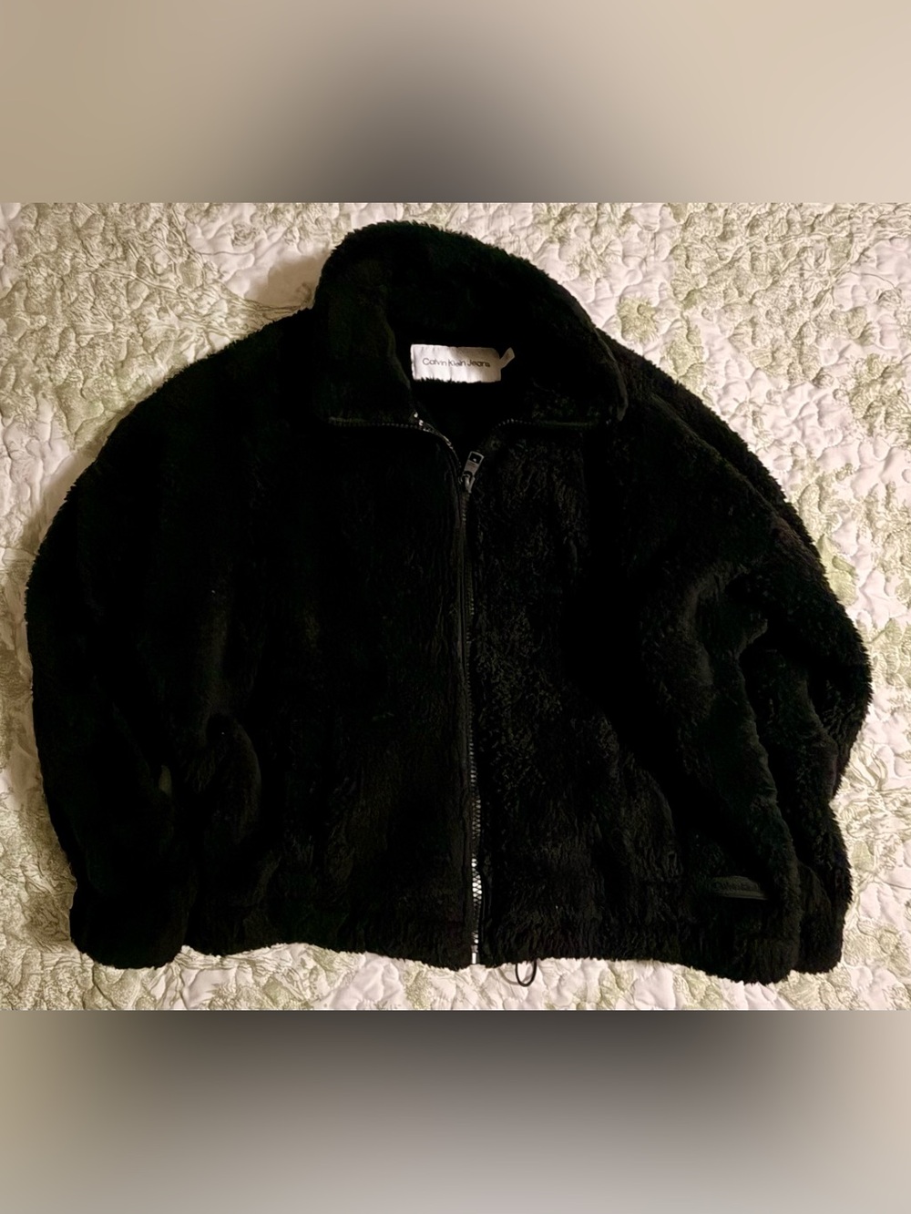 Calvin Klein Black Plush Zip Jacket